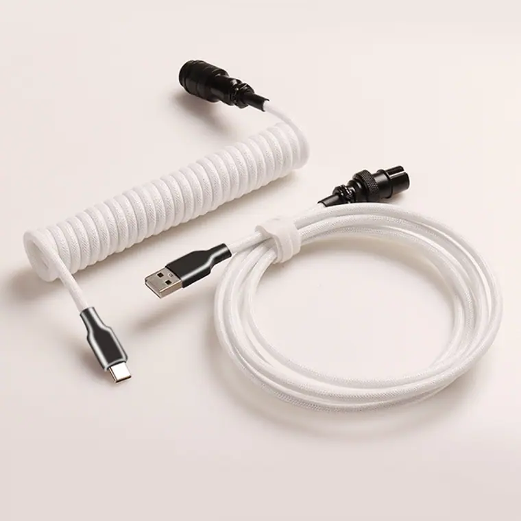 Pro Custom Coiled USB to type C Cable for Gaming Keyboard Double-Sleeved Mechanical Keyboard Cable Detachable metal aviator cab