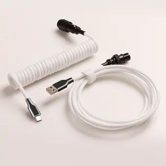 Pro Custom Coiled USB to type C Cable for Gaming Keyboard Double-Sleeved Mechanical Keyboard Cable Detachable metal aviator cab