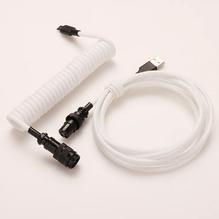 Pro Custom Coiled USB to type C Cable for Gaming Keyboard Double-Sleeved Mechanical Keyboard Cable Detachable metal aviator cab