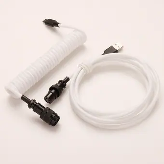 Pro Custom Coiled USB to type C Cable for Gaming Keyboard Double-Sleeved Mechanical Keyboard Cable Detachable metal aviator cab view 2