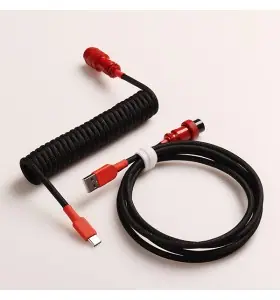 Custom Coiled USB C Cable for Gaming Keyboard, Double-Sleeved Mechanical Keyboard Cable with Detachable Metal Aviator