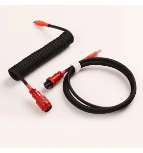 Custom Coiled USB C Cable for Gaming Keyboard, Double-Sleeved Mechanical Keyboard Cable with Detachable Metal Aviator