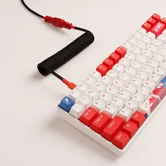 Factory Directly Coiled Usb Cable 5pin Spring Coil Type C Charging Cable For Mechanical Keyboard GX16 view 2