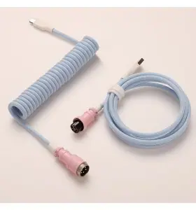 Pro Custom Coiled USB to type C Cable for Gaming Keyboard Double-Sleeved Mechanical Keyboard Cable Detachable metal aviator cab