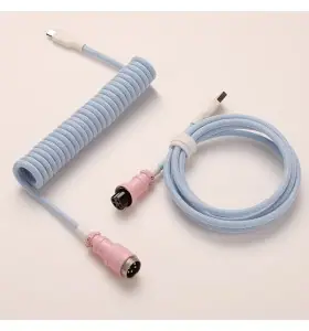 Pro Custom Coiled USB to type C Cable for Gaming Keyboard Double-Sleeved Mechanical Keyboard Cable Detachable metal aviator cab