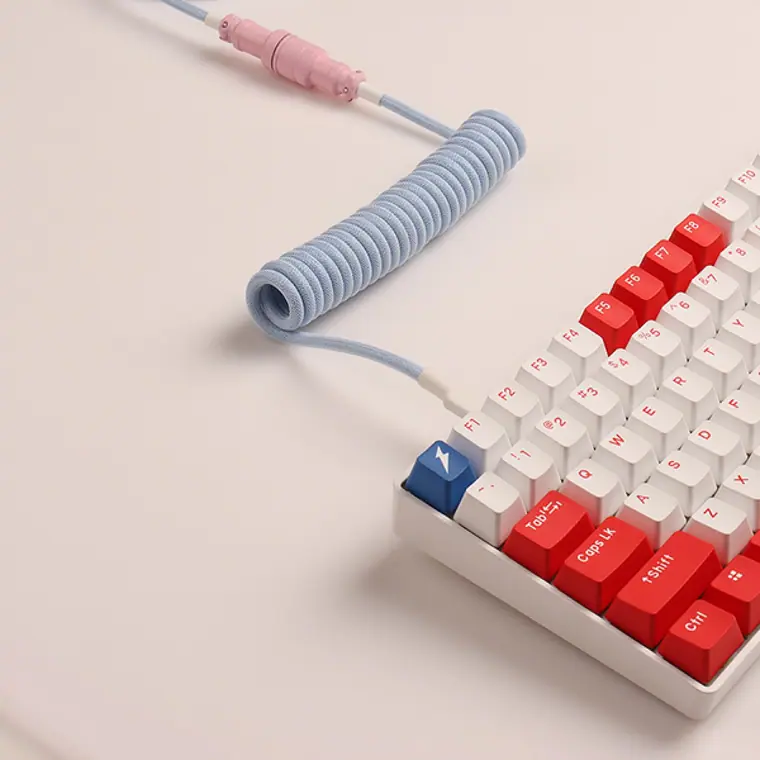 Desktop Computer Aviation Connector Coil Charging Cable Spring Wire Aviator Coiled USB C Mechanical Keyboard Cable Data Cables