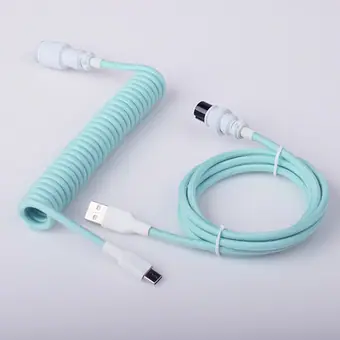 Mechanical keyboard cable USB type C rainbow color braided spiral coiled extension portable cable