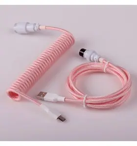 Desktop Computer Aviation Connector Coil Charging Cable Spring Wire Aviator Coiled USB C Mechanical Keyboard Cable Data Cables