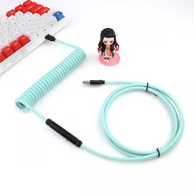 MINI XLR braided coiled coil wrapping usb to usb type c type-c aviation aviator pilot gaming mechanical keyboard cable for keyboards