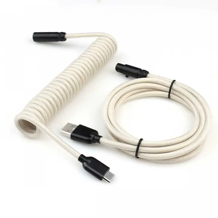 Mini XLR Keyboard Cable Keyboard Coiled Cable For Gaming Keyboard Double-Sleeved Usb C Cable Aviator Cable For Mechanical Keyboard