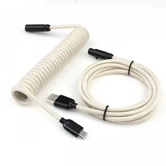 Mini XLR Keyboard Cable Keyboard Coiled Cable For Gaming Keyboard Double-Sleeved Usb C Cable Aviator Cable For Mechanical Keyboard view 2