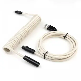 Mini XLR Keyboard Cable Keyboard Coiled Cable For Gaming Keyboard Double-Sleeved Usb C Cable Aviator Cable For Mechanical Keyboard