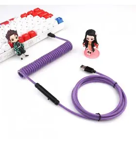 Custom Colorful Nylon Braided Spring Metal MINI XLR Aviator USB C Cable Coiled KeyBoard Cable For Mechanical Keyboard