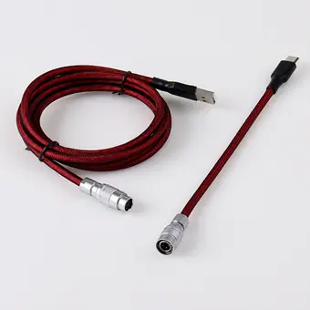 Mechanical keyboard cable USB type C red color braided spiral coiled extension portable cable