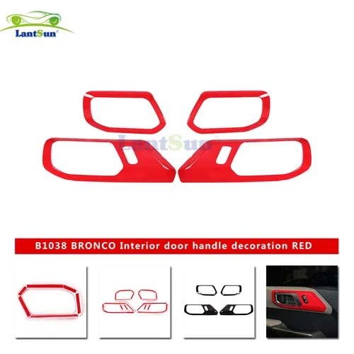 B1038 FORD BRONCO-21-Interior Door Handle Trim Cover-4-Door-Red view 2