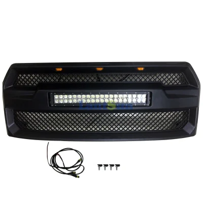 For 2015-2017 Raptor Style Replacement Part Front Bumper Grille W/ LED F102 view 3