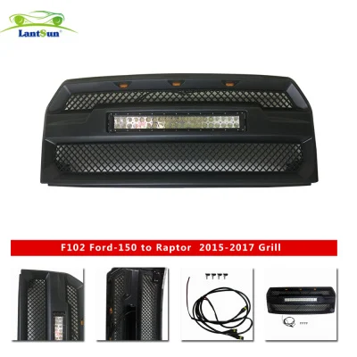 For 2015-2017 Raptor Style Replacement Part Front Bumper Grille W/ LED F102 view 4