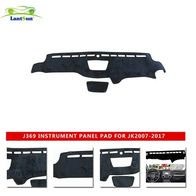 J369 Black Dashboard Cover Dash Mat for Jeep Wrangler JK 2007-2017 view 4