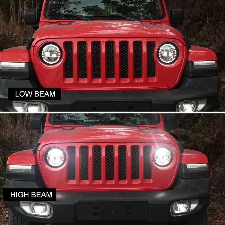 J370 7 Inch High-Low Beam Led Headlights for Jeep Wrangler JK 2007-2017 view 5