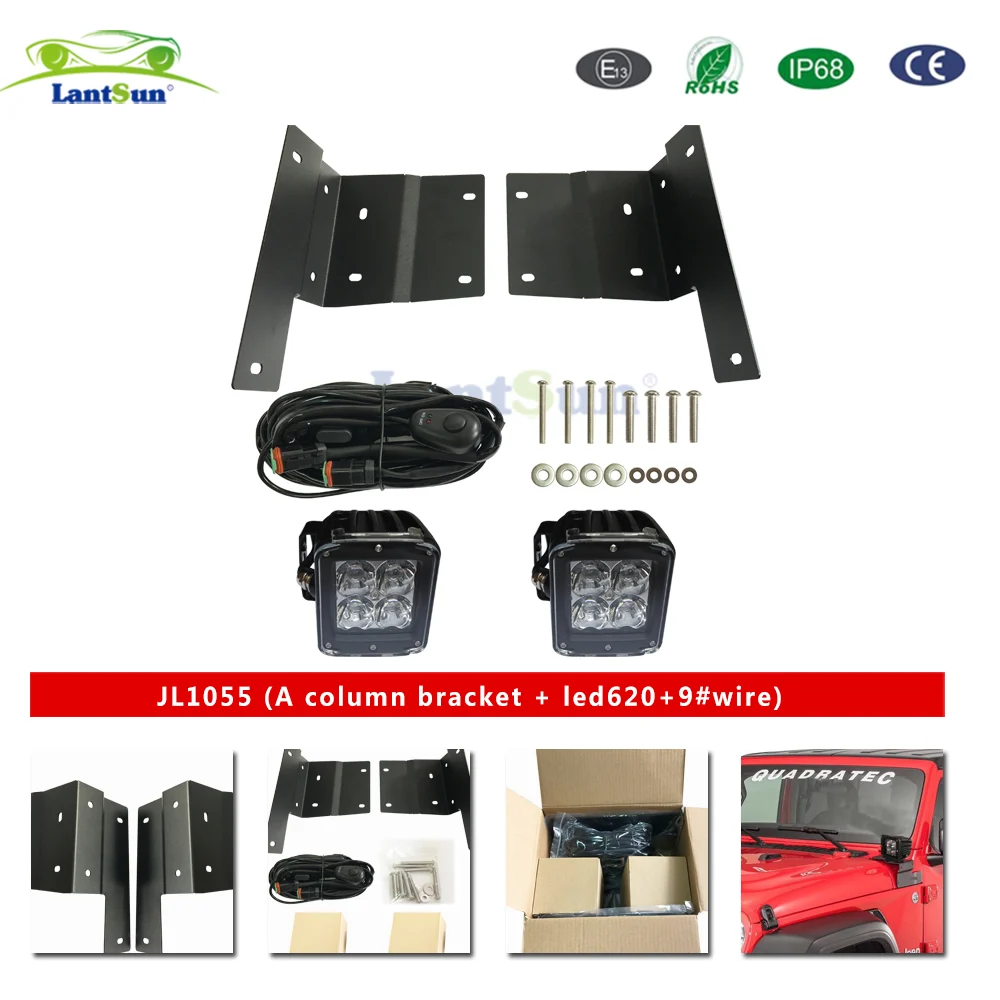 Lantsun JL1055 for Jeep for JL for Wrangler 2018+ JL A Column Bracket+Led620+9#wire view 6