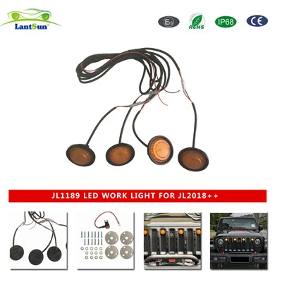 JL1189 Amber Led Grille Lights ABS Led Lamp for Jeep Wrangler JL Accessories view 5