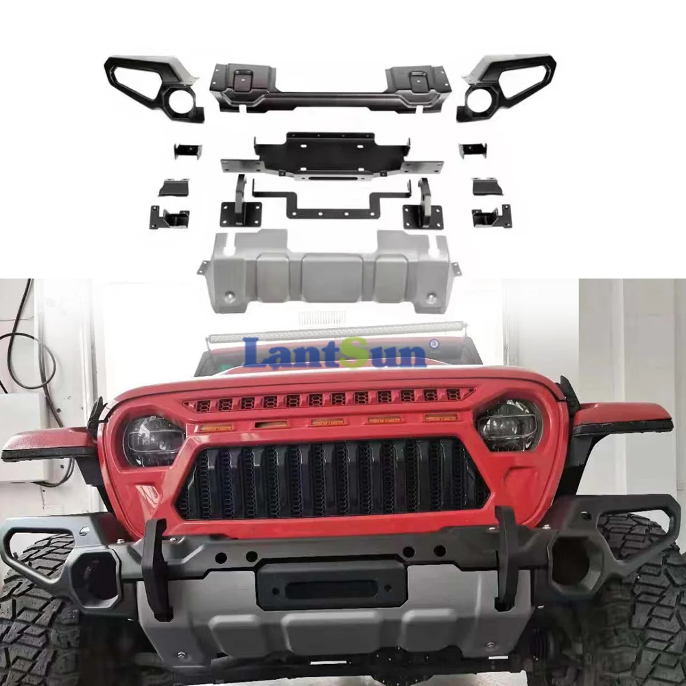 Lantsun JL1229 R-style Bumper for Jeep for Wrangler JL Steel Front Bumper view 3