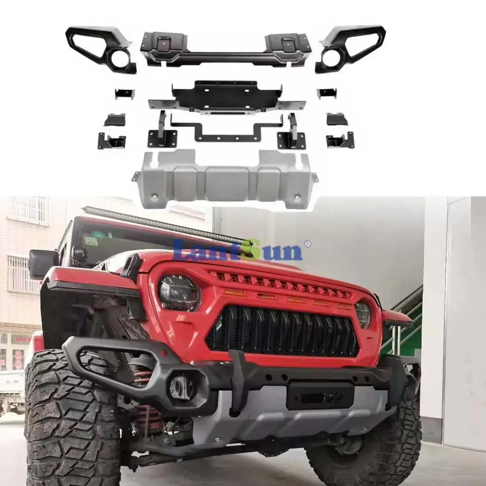 Lantsun JL1229 R-style Bumper for Jeep for Wrangler JL Steel Front Bumper view 2