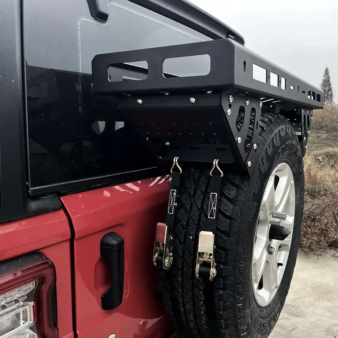 Aluminum Alloy JL1310 Spare Tire Top Storage Rack. view 2