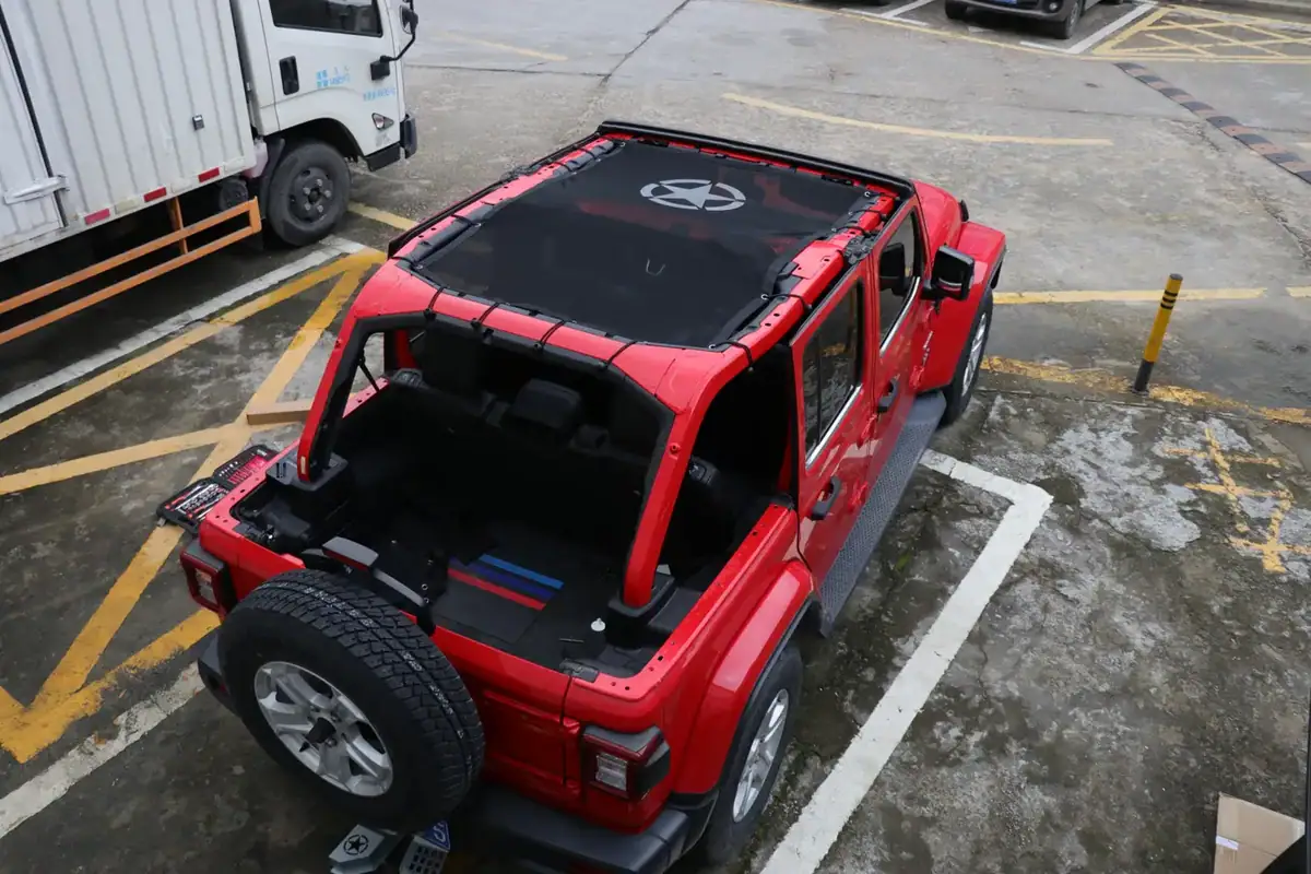 JL1320, 4-door Roof Sunshade Net Five-star Pattern Style Polyester Jeep JL Wrangler 2018+ 2.0L view 2