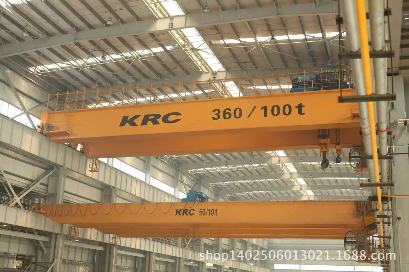 100 ton overhead crane installed above an industrial bay