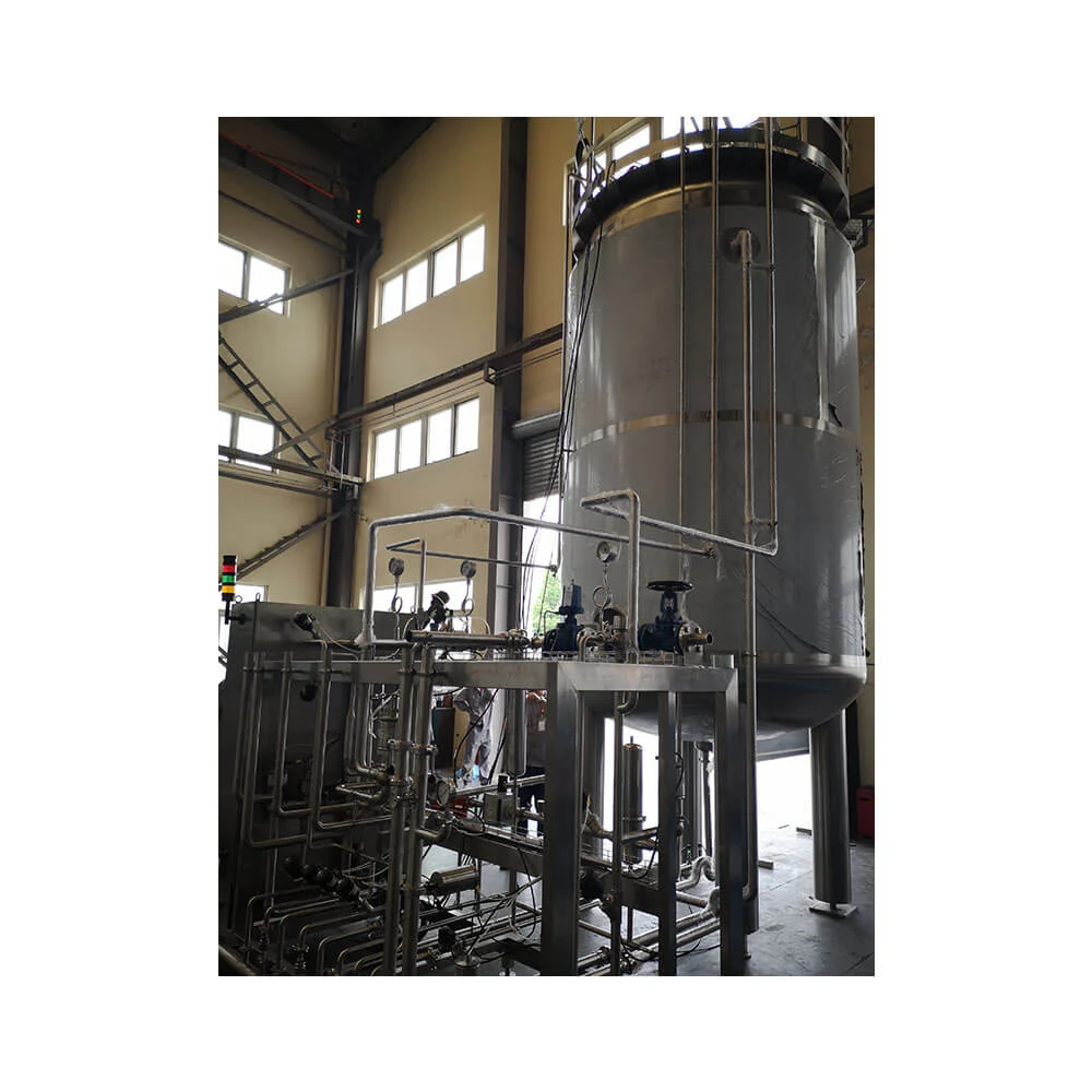 Aseptic tank in stainless steel with access ladder handrail and supporting legs