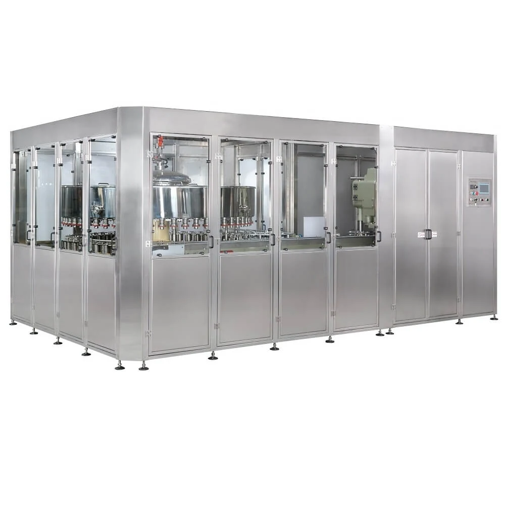 Rotary can filling and seaming machine in stainless steel with control touch screen