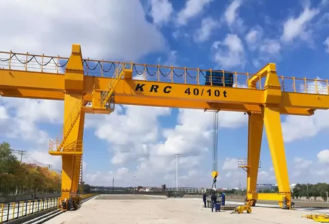 Cantilever gantry crane working over an outdoor storage area