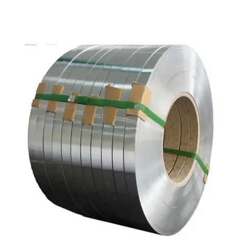 Aluminium strip coil showing the wound edge and inner core