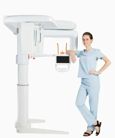 Dental CBCT scanner with patient positioning arm