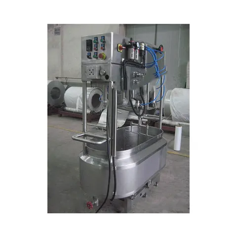 Stainless steel cheese vat with open top and stirring assembly