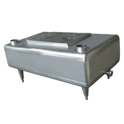 Stainless steel milk receiving tank at a dairy intake point