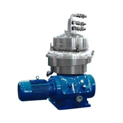 Stainless steel centrifugal separator machine with motor drive on a base frame