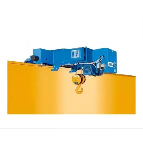 Side mounted wire rope hoist installed on a crane girder