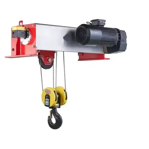 Single girder crane hoist trolley seen from below