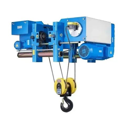 European electric wire rope hoist fitted to a single girder crane