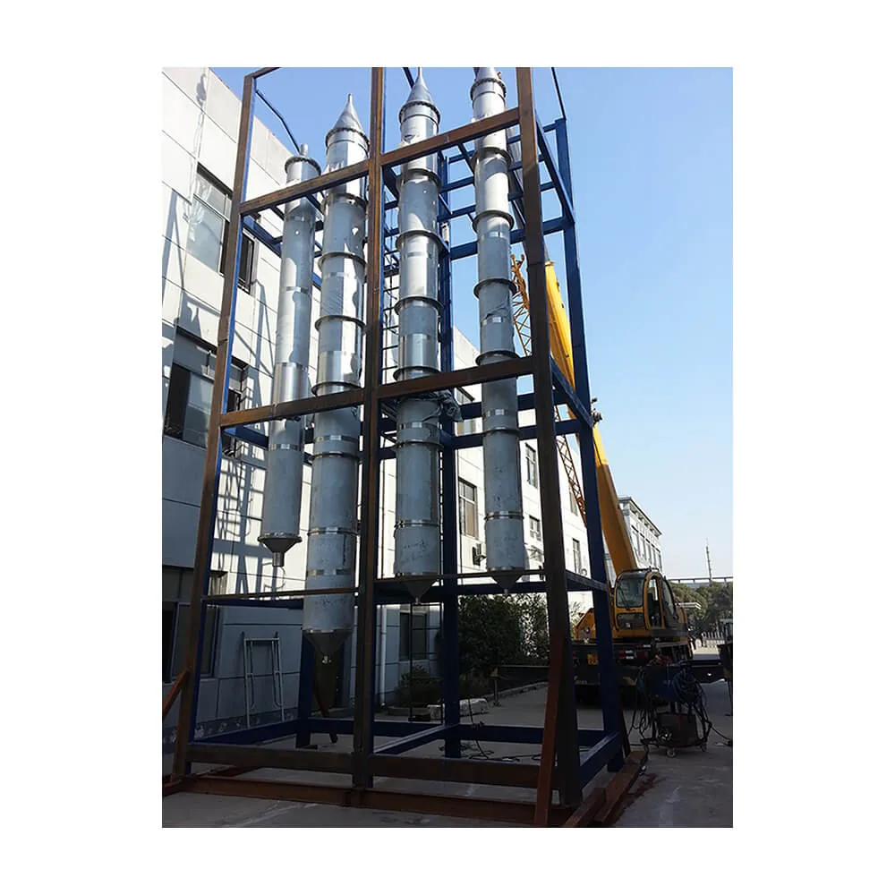 Stainless steel evaporator and concentrator with vertical columns and control panel