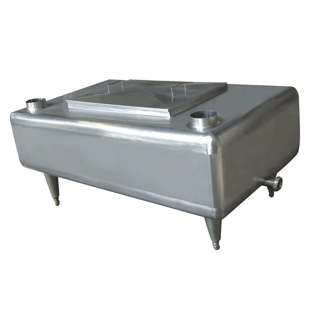 Stainless steel milk receiving tank at a dairy intake point