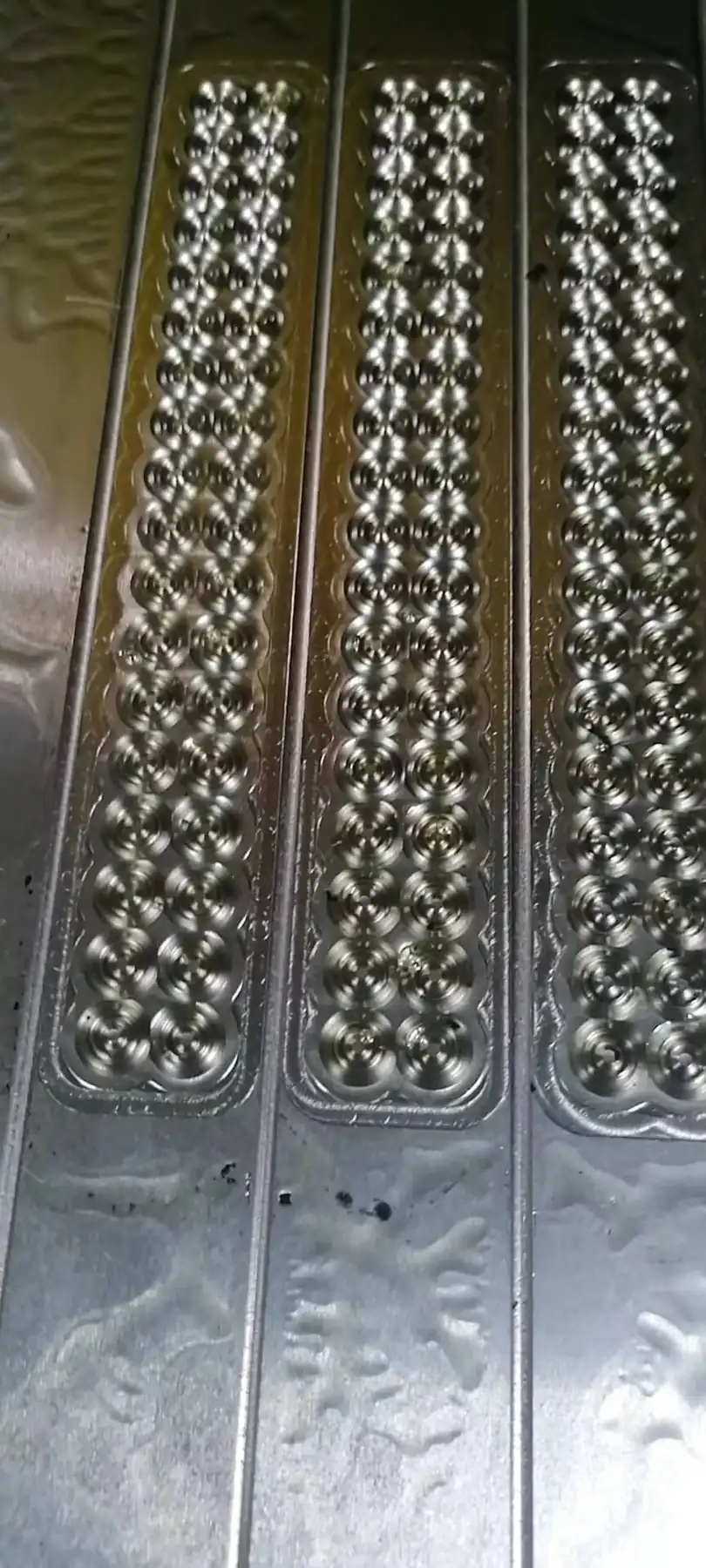 Steel o ring mold showing the machined ring cavities