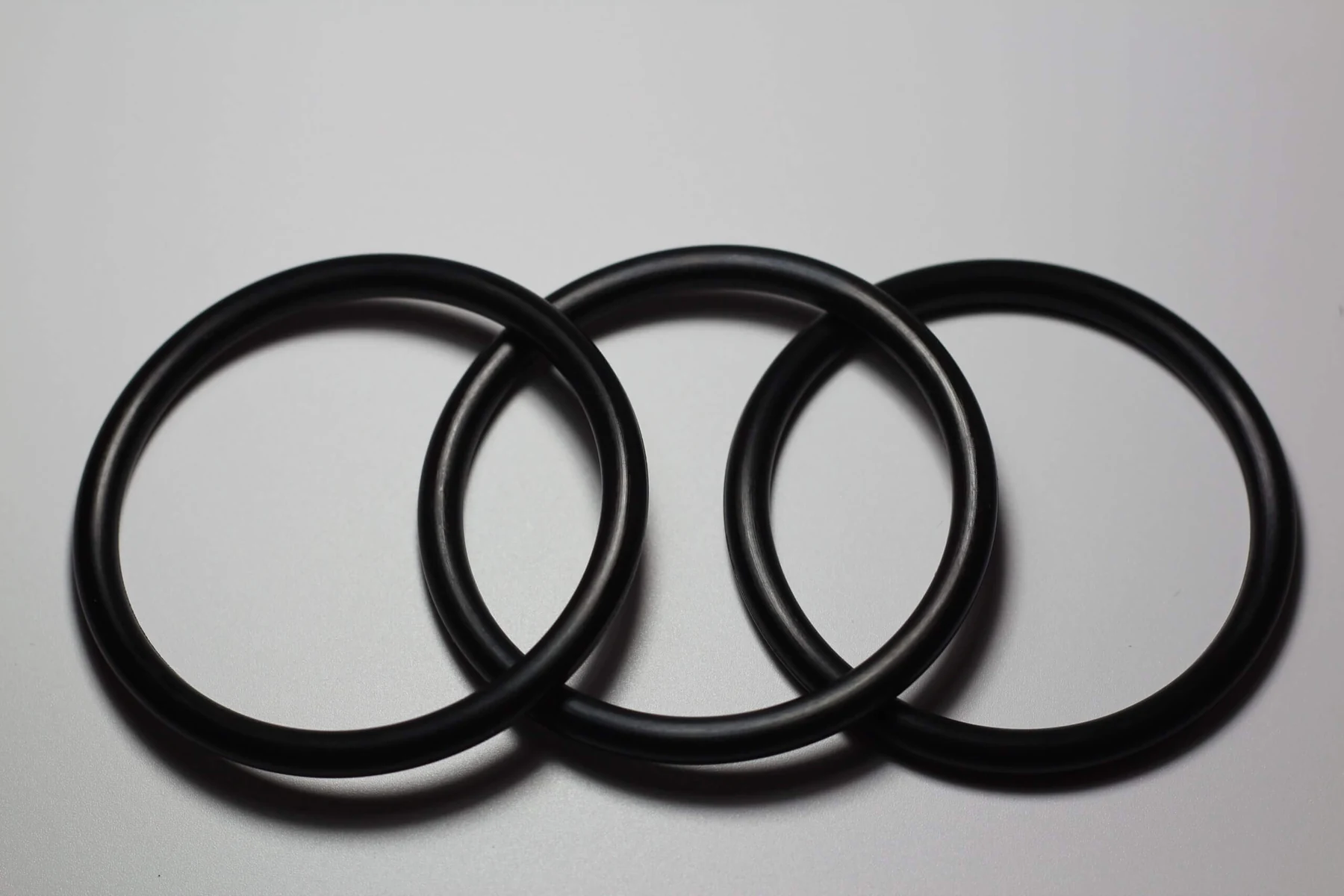 NBR nitrile rubber o-rings arranged for inspection