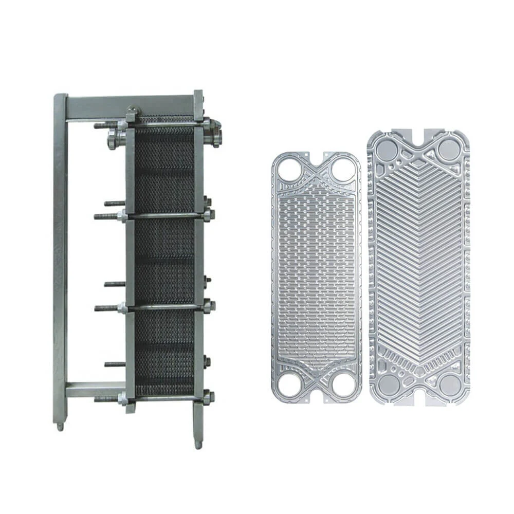 Plate heat exchanger with stainless steel frame and gasketed plate pack