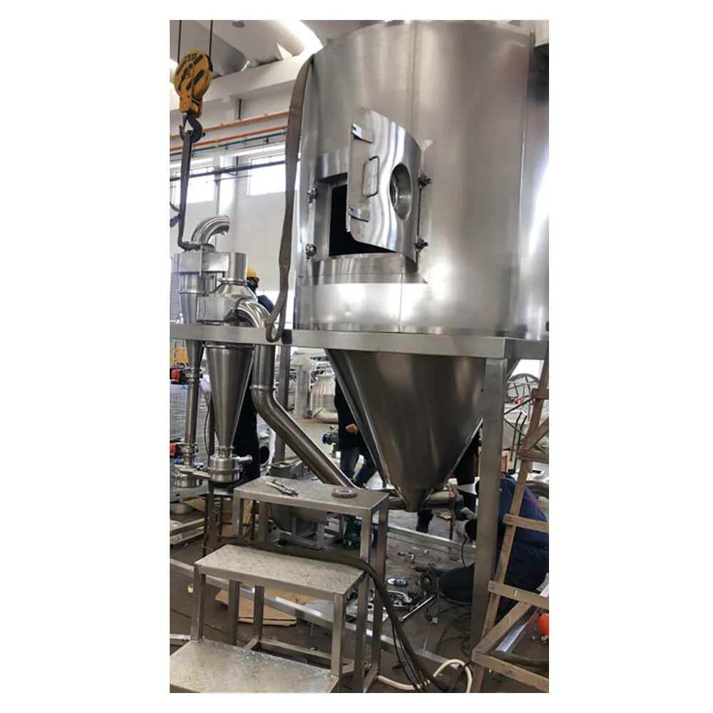 Spray dryer tower in stainless steel with external platform stairs and railings
