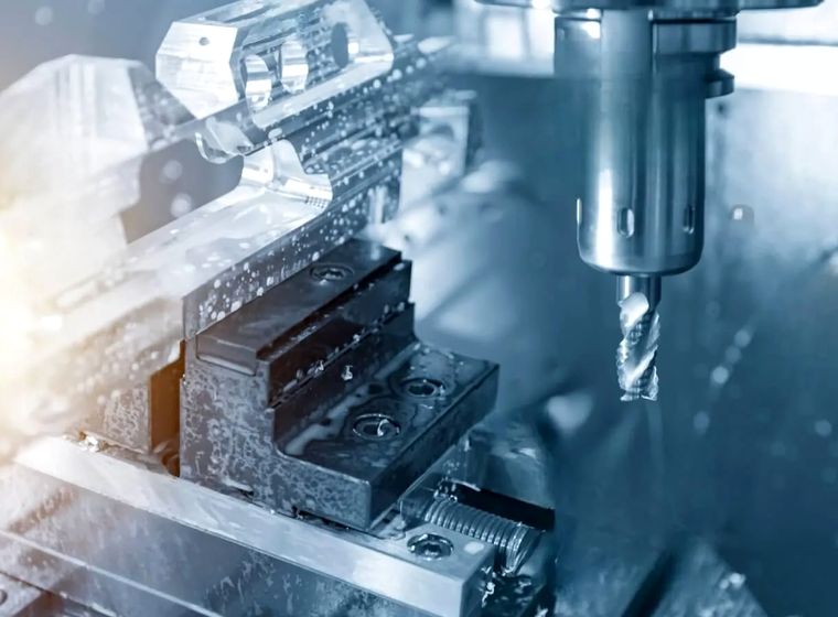 CNC spindle cutting an aluminium part
