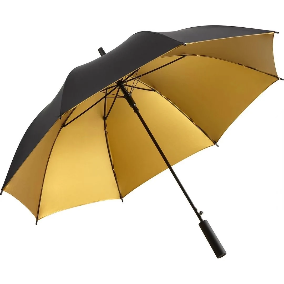 Auto open double layer golf umbrella with a two-tone canopy and black EVA handle