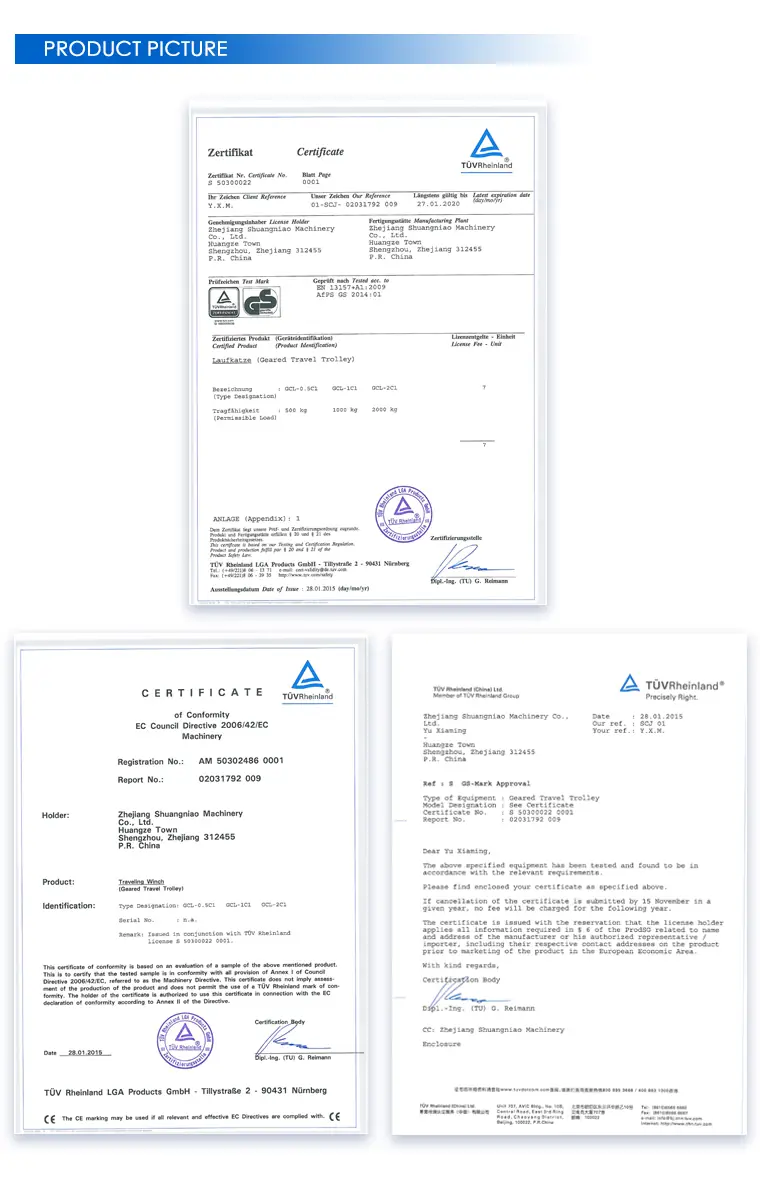 Quality management certificate held by a Carl Stahl China manufacturing partner